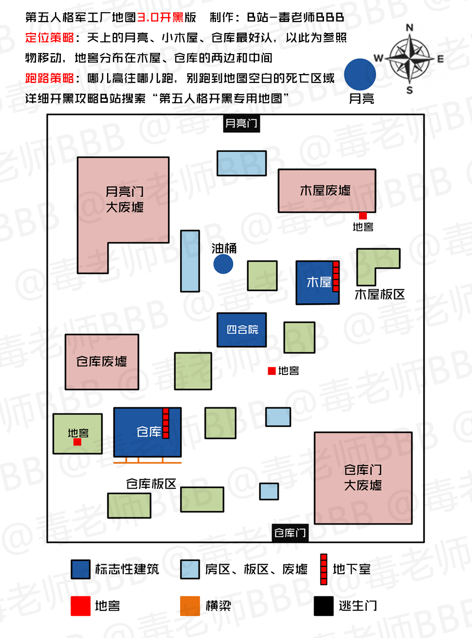【第五人格】毒老师精准地图3.0开黑版