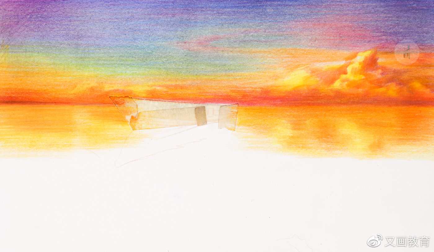 彩铅风景教程 | 夏日傍晚湖景