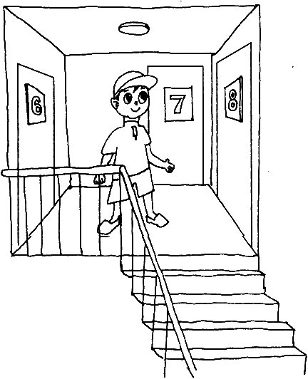 儿童上下楼梯简笔画图片