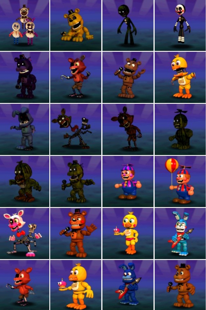 fnaf world 手机重置版，打彩虹和紫色的东东(至今没搞懂这玩意为什么和