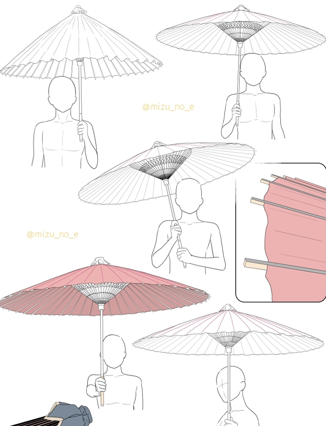 【板绘临摹】撑伞の姿势pose模板—「线稿素材」