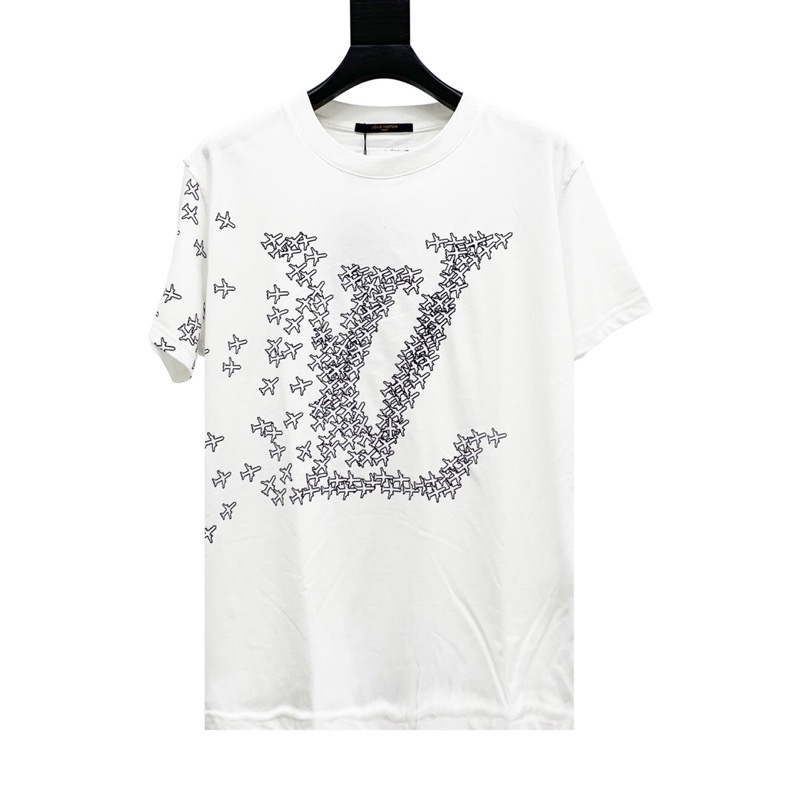 lv 20ss 小飞机印花徽标logo印花短袖t恤实拍评测