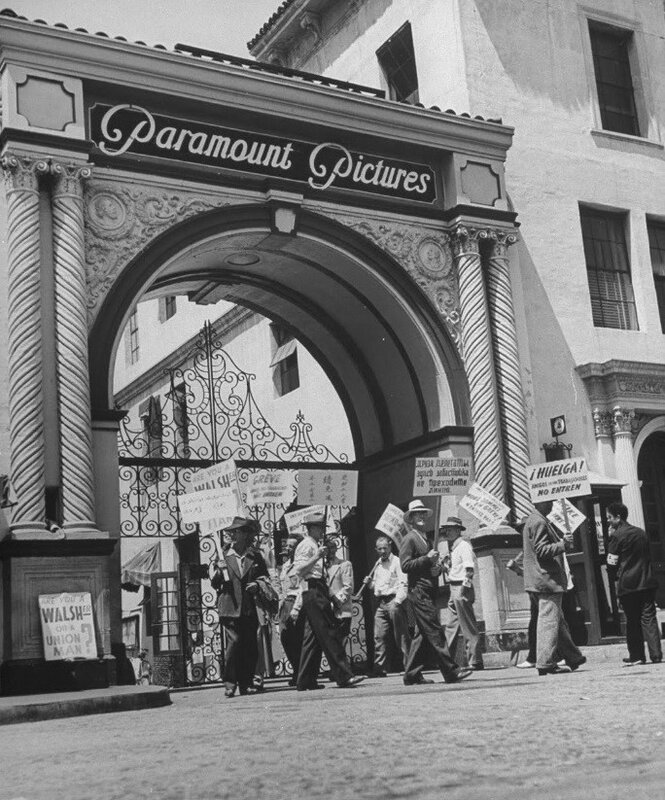 老照片 40年代美国好莱坞罢工 持续时间长达数月