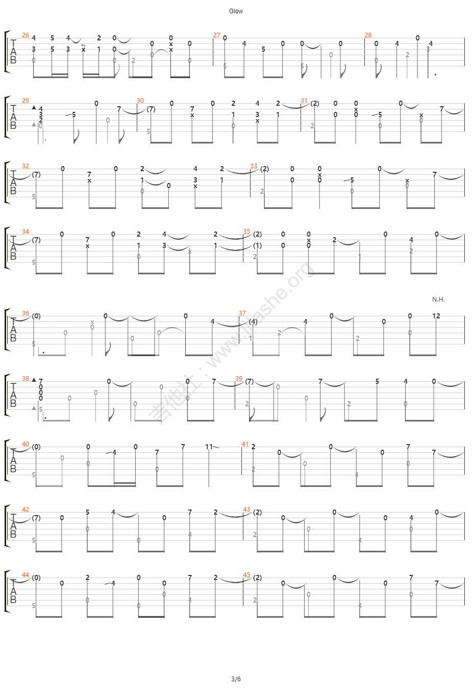 古典吉他谱 glow