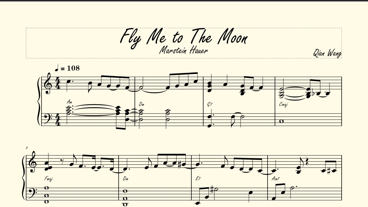 Fly me to the moon 钢琴谱分享 哔哩哔哩