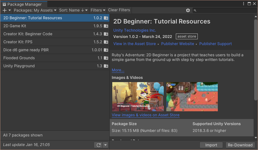  unity resolving packages 