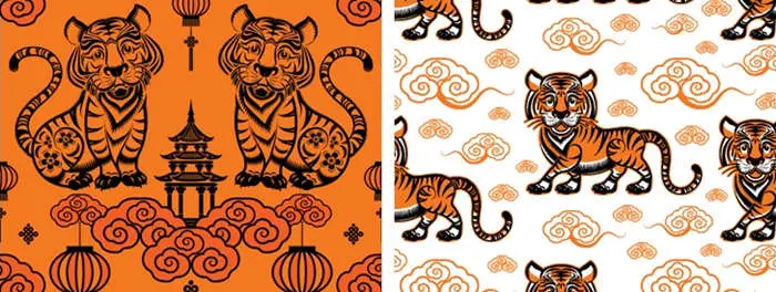 2022春节新年中国风虎年老虎元素平铺背景大图插画AI矢量设计素材- 哔哩哔哩