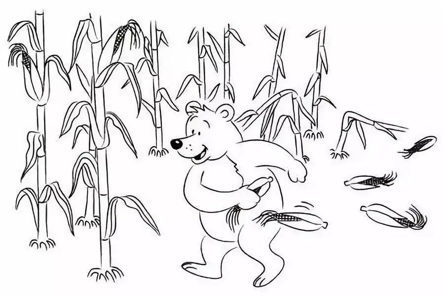小熊掰玉米简笔画图片