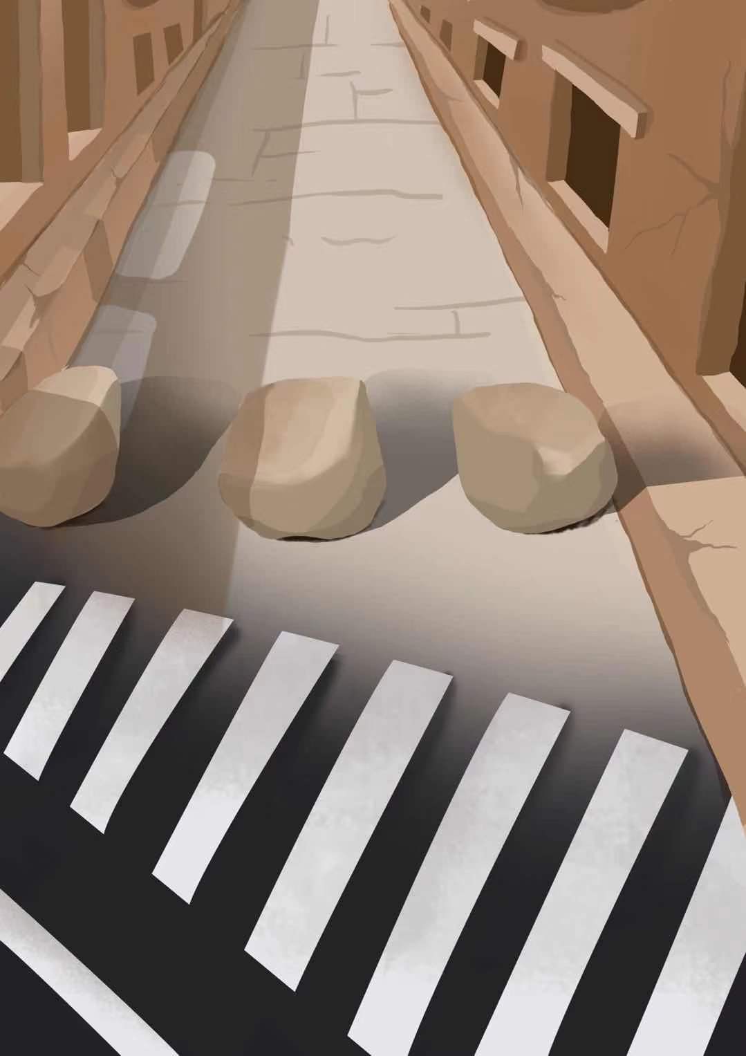 斑马线又称人行横道线,起源于古罗马的"跳石".