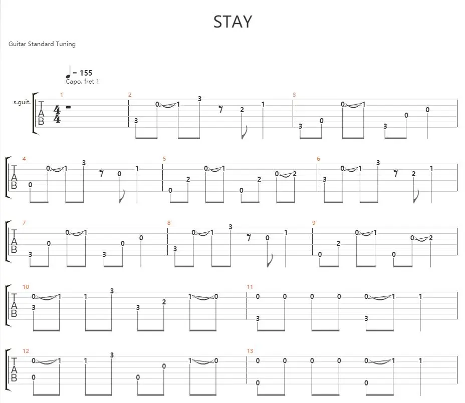 【吉他谱·指弹】stay——the kid laroi,贾斯汀·比伯