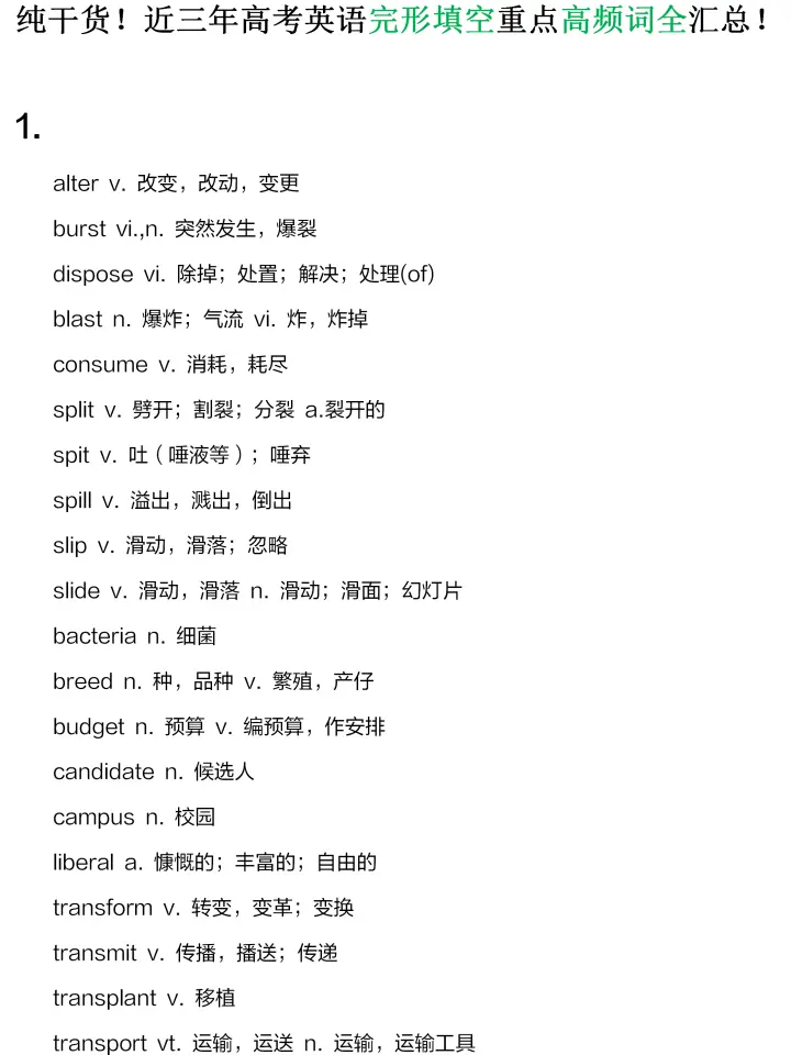 单词早知道 完形填空重点高频词汇超全总结 弄会这些单词 完型没问题 哔哩哔哩