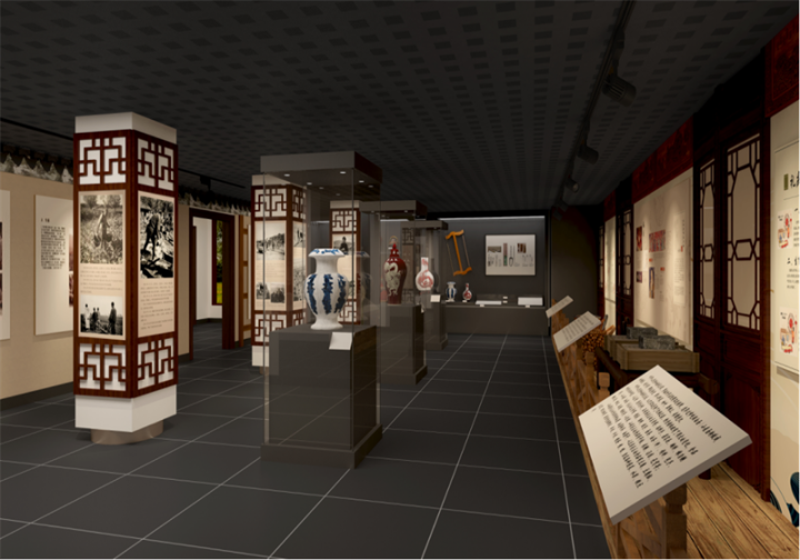 现代村史馆设计,以复古风格为主,结合现代化技术,可