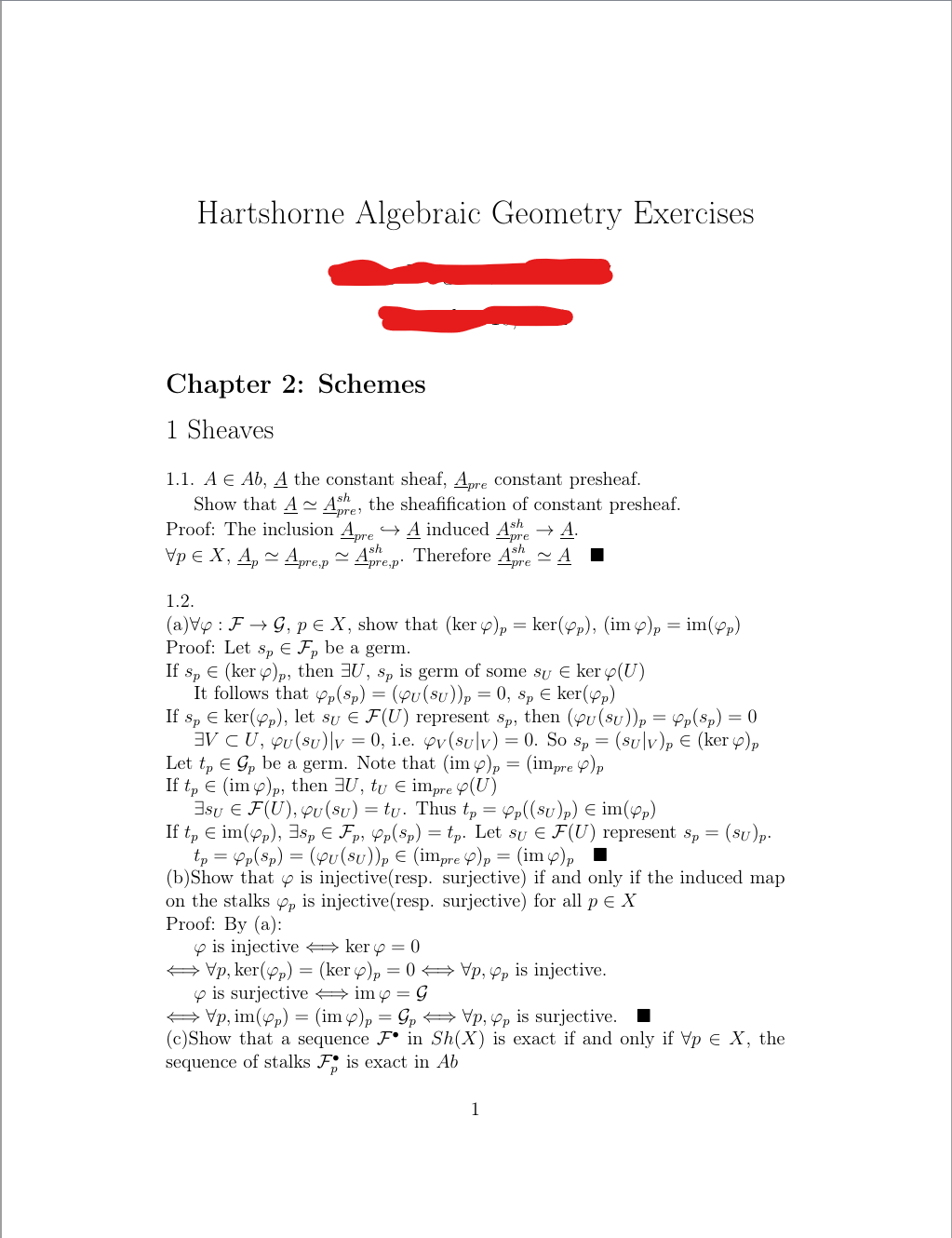 Hartshorne代数几何习题解答（一）Sheaves 哔哩哔哩