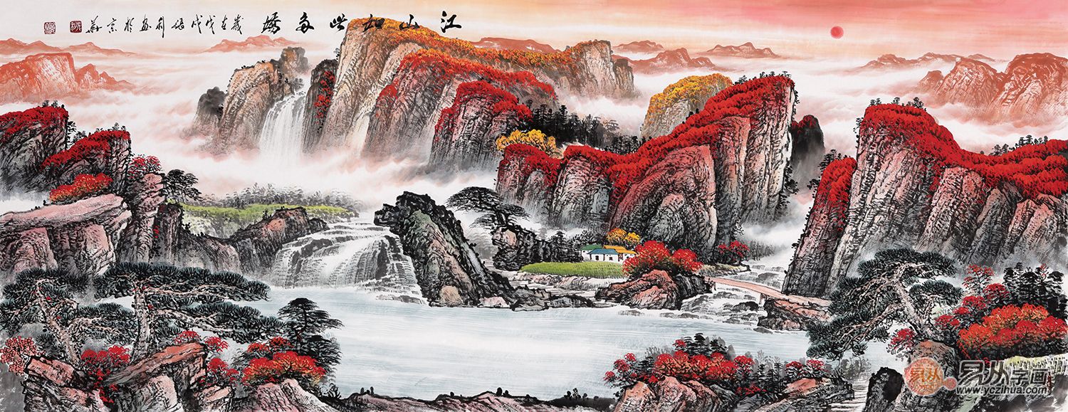 山水画本就是我国传统的吉祥画,优秀的山水画风景优美,不论是装饰