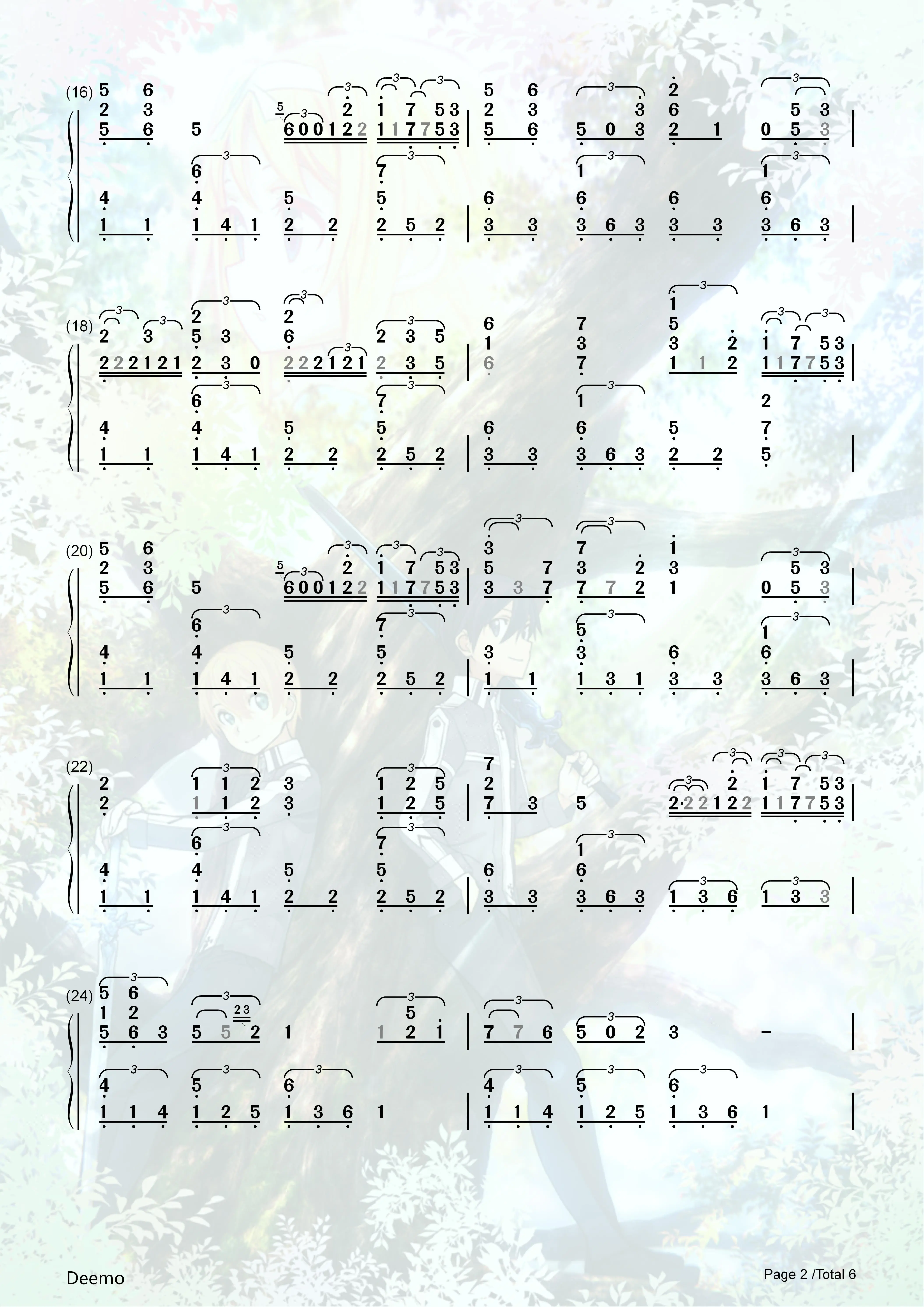 《unlasting》风物之诗琴 简谱/键盘谱