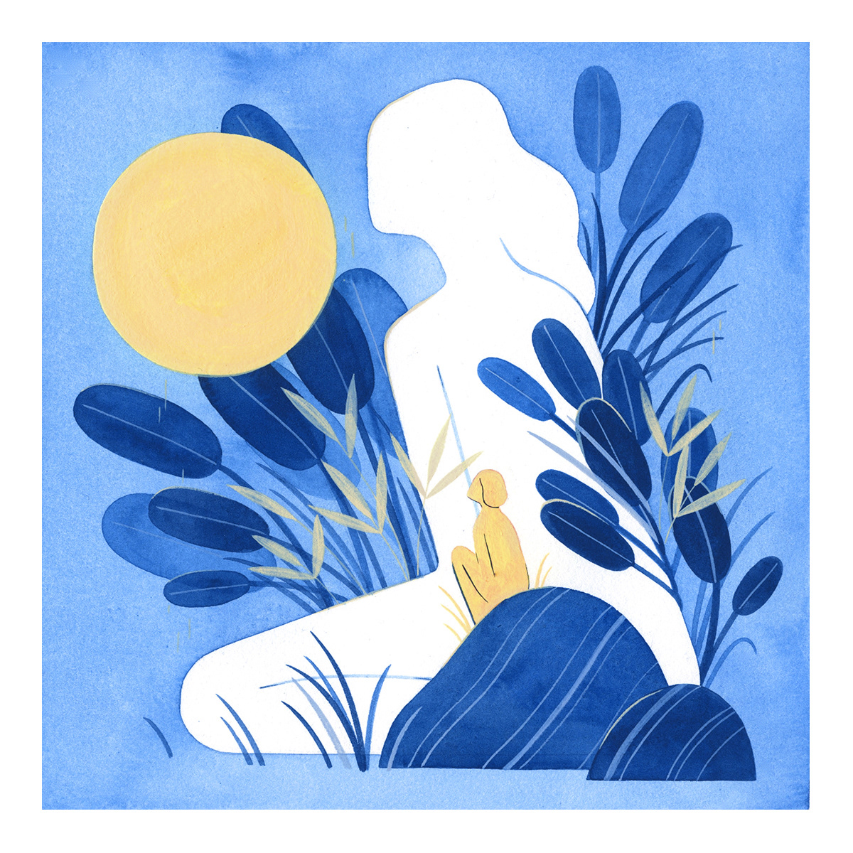 沉静,优雅,精选蓝色插画壁纸