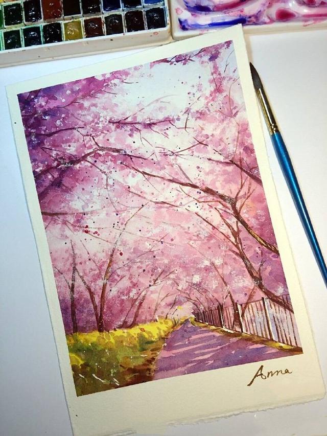 现实中的场景用水彩画出来,简直美翻了