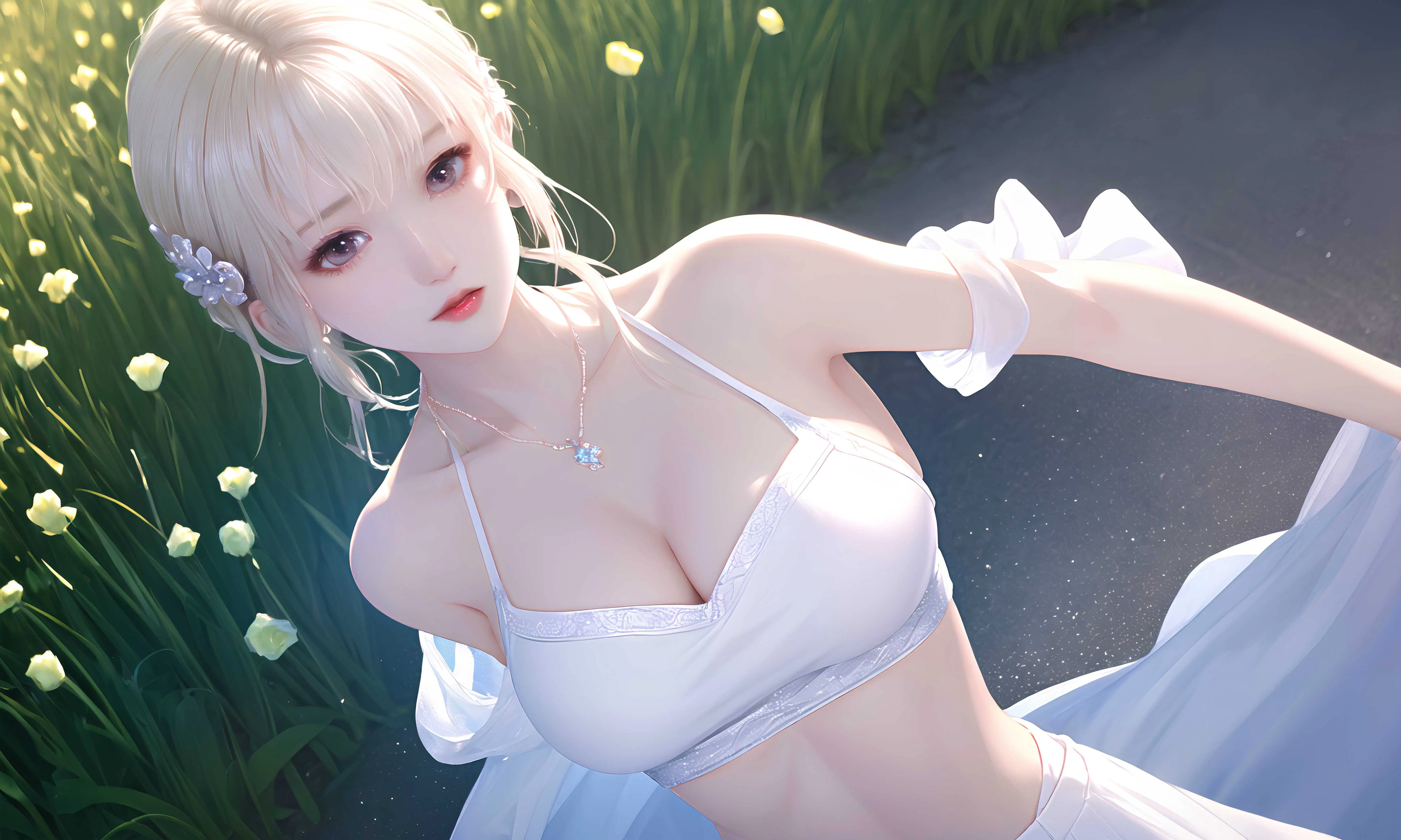 白色纯欲风小公主ai绘画图集动漫卡通二次元手机电脑高清壁纸cg