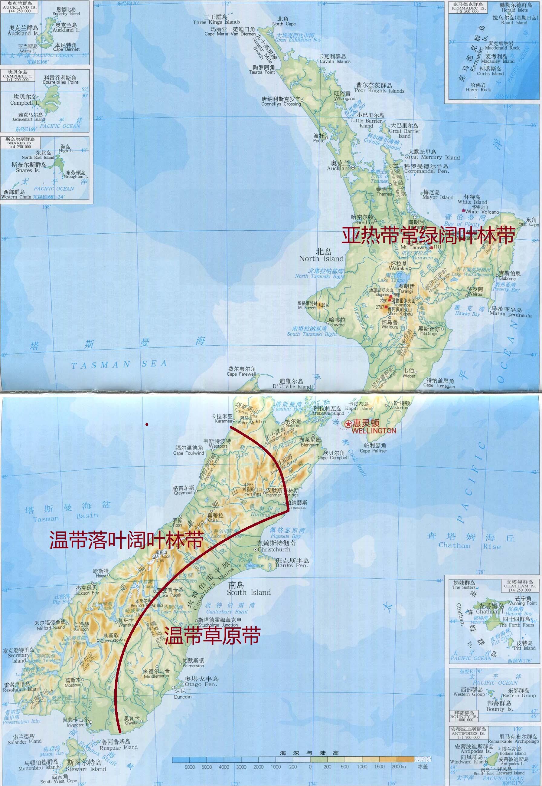 高清新西兰地形图_世界地图_初高中地理网