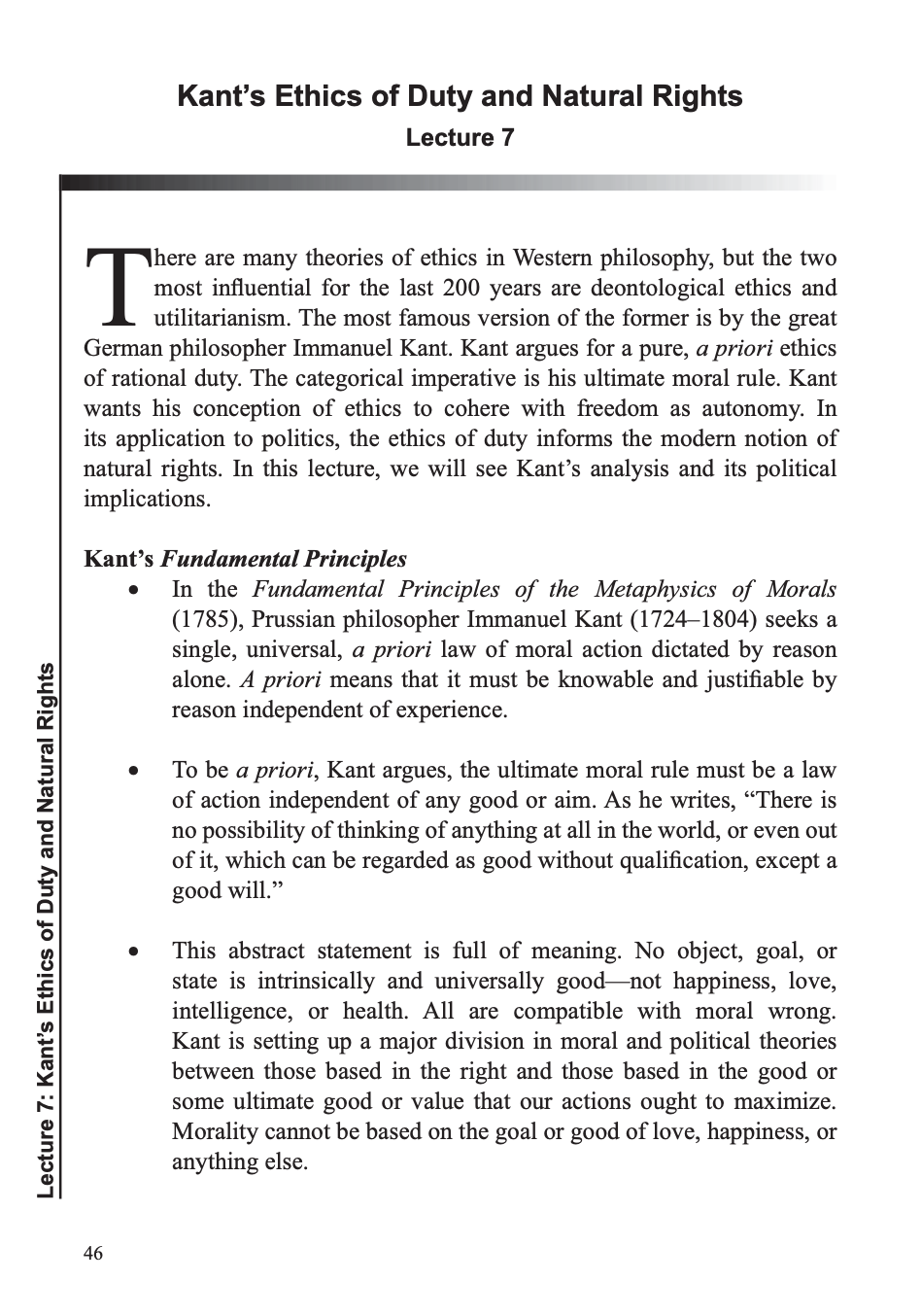 Lecture 07. Kant’s Ethics Of Duty And Natural Rights - 哔哩哔哩