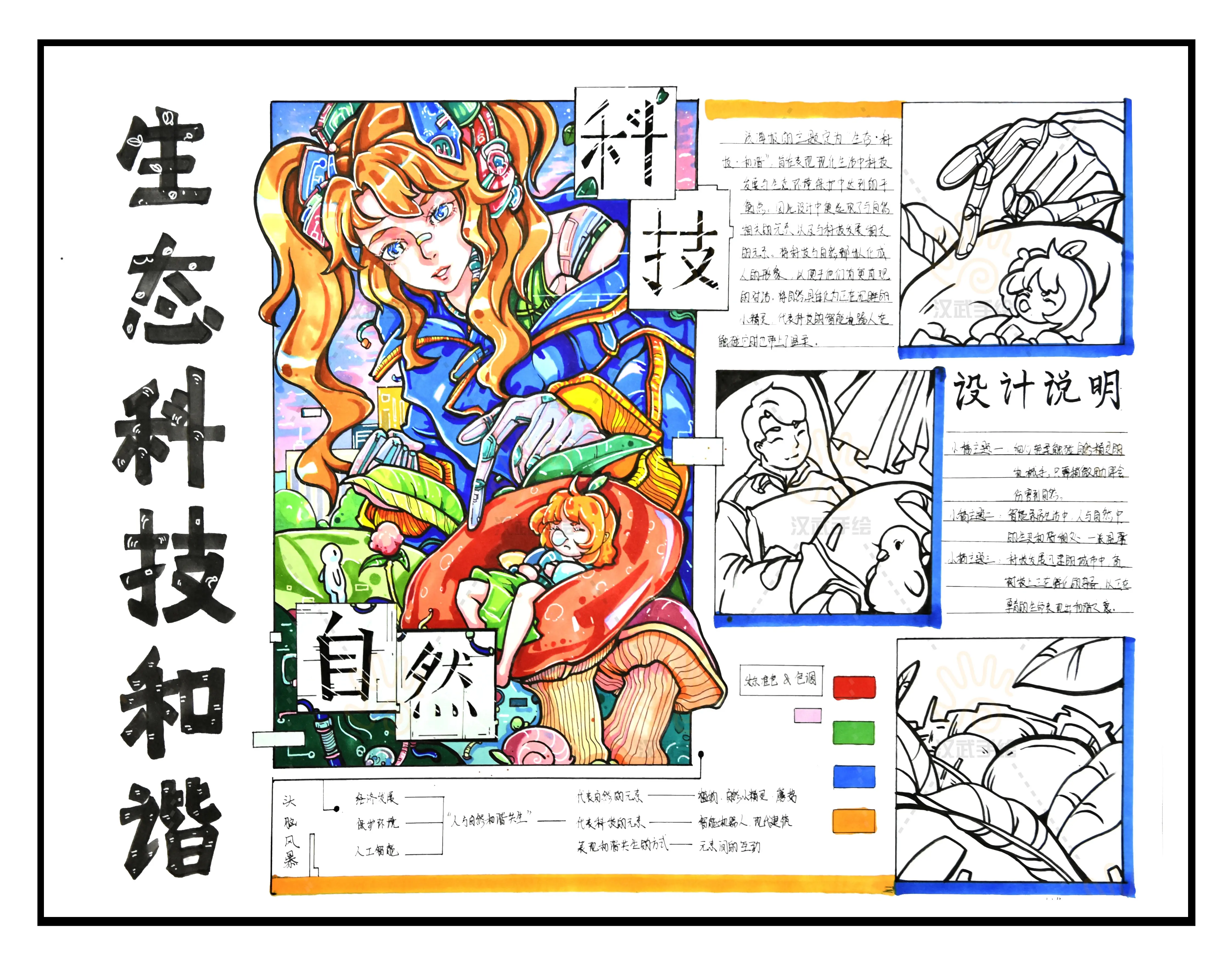 方案上色完整稿:生态科技和谐0267高分快题案例分析3. 时间:3小时2.