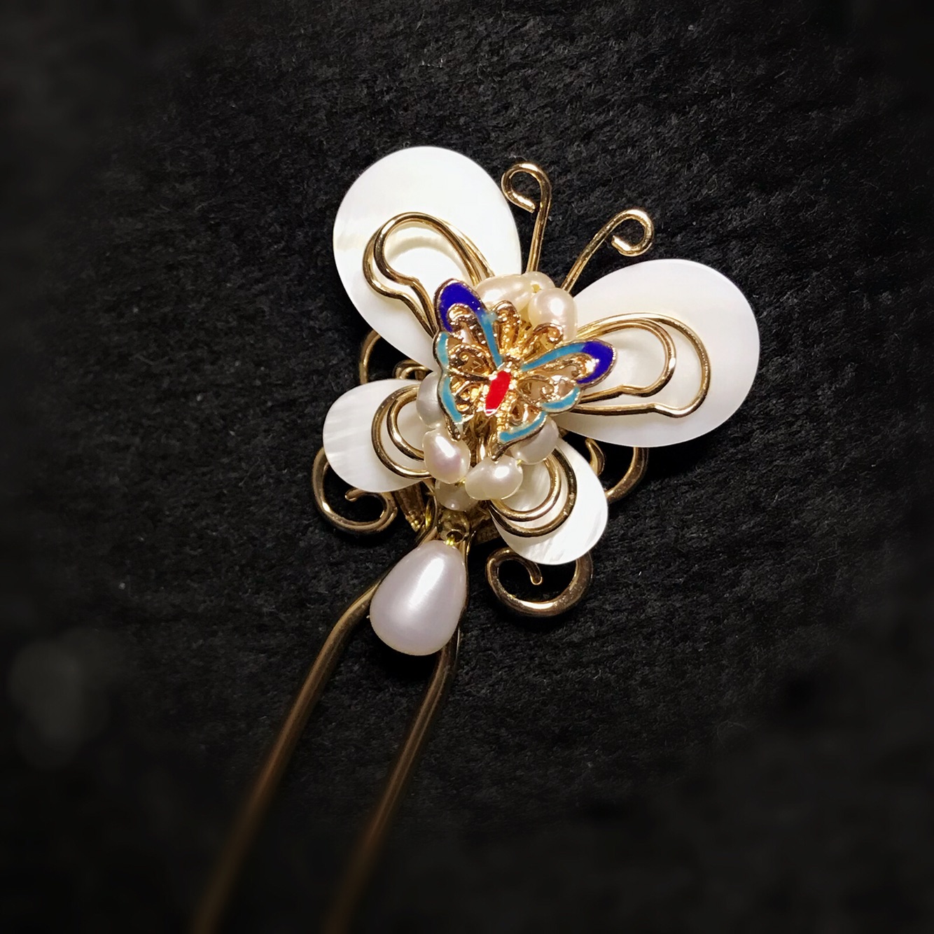 处理一支略复杂的蝴蝶簪