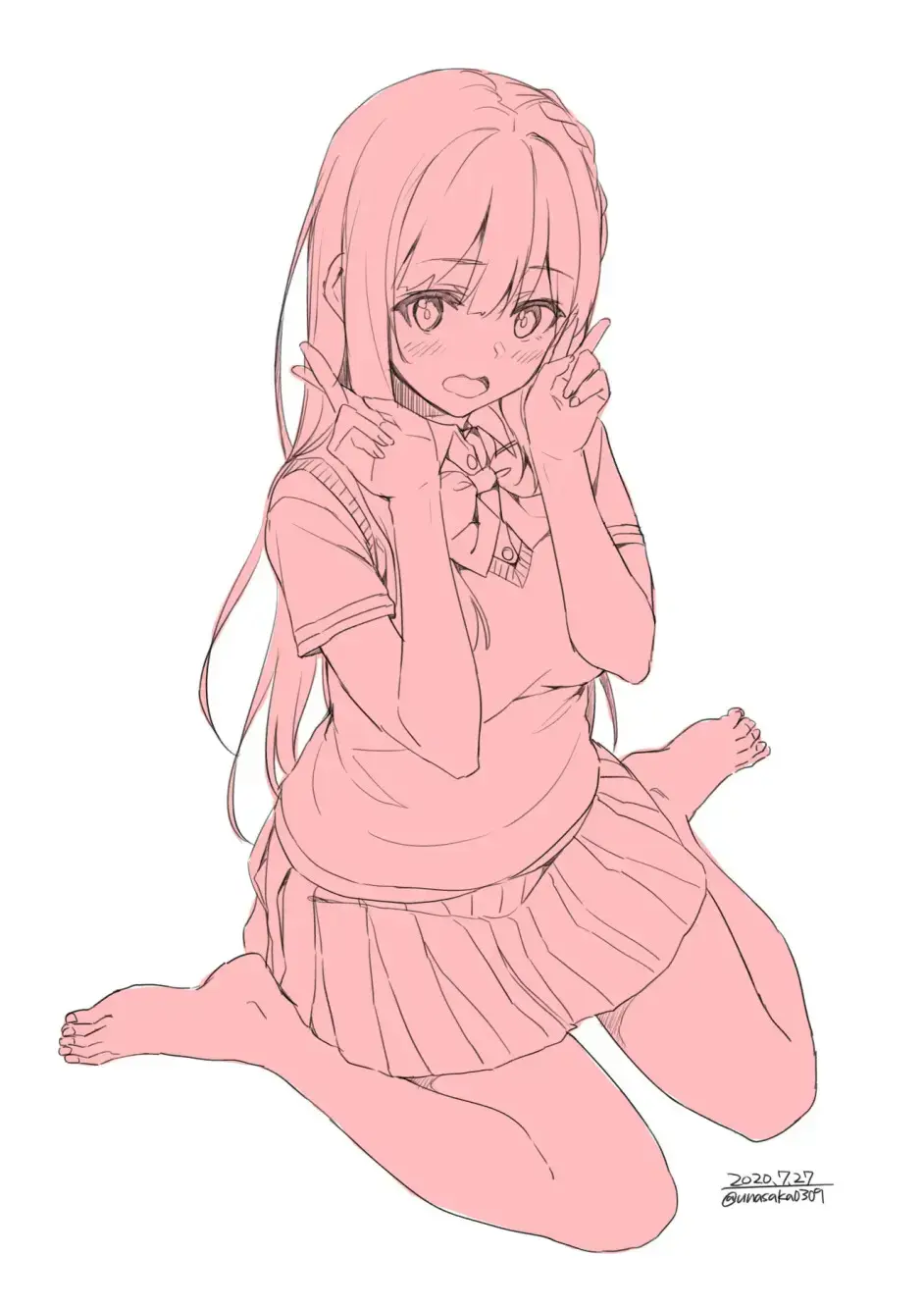 【绘画素材】各种姿势の动漫少女大集合,鸭子坐真的太惹人爱了!