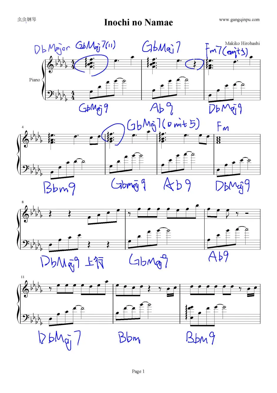 千与千寻主题曲 いのちの名前 生命之名 広橋真紀子演奏版和声分析 哔哩哔哩