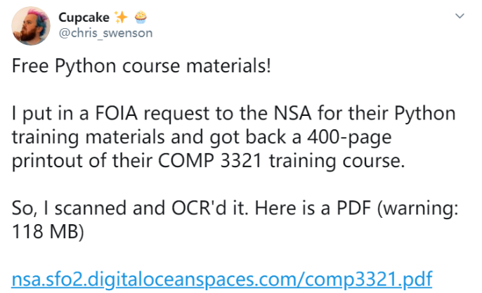 首次公开！美国国家安全局NSA的python培训文档 - 哔哩哔哩