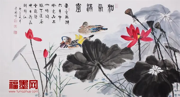 水墨画荷花欣赏感受笔墨里的清风蛙鸣 哔哩哔哩