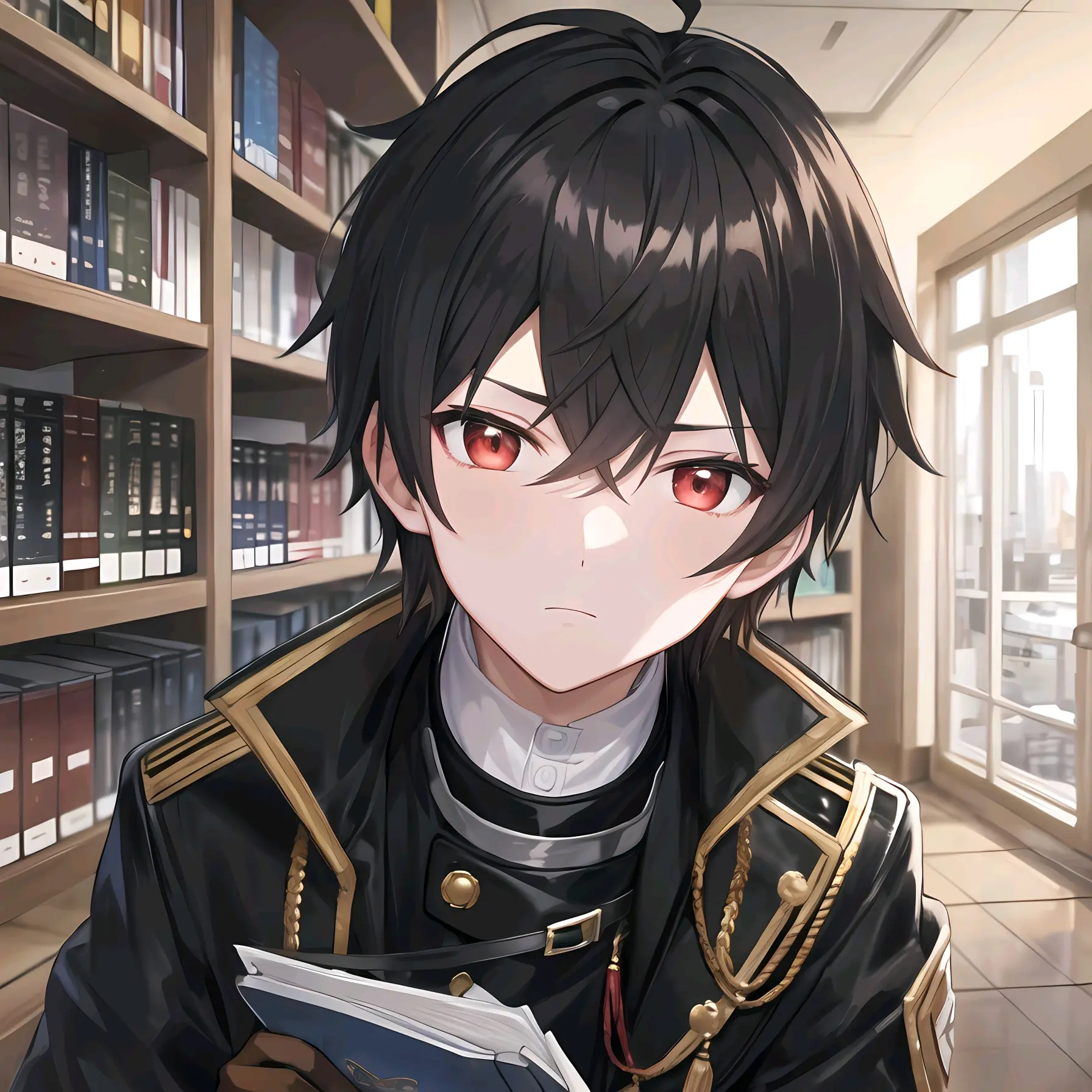 ai绘画,黑发红瞳的男孩.2023年9月26日