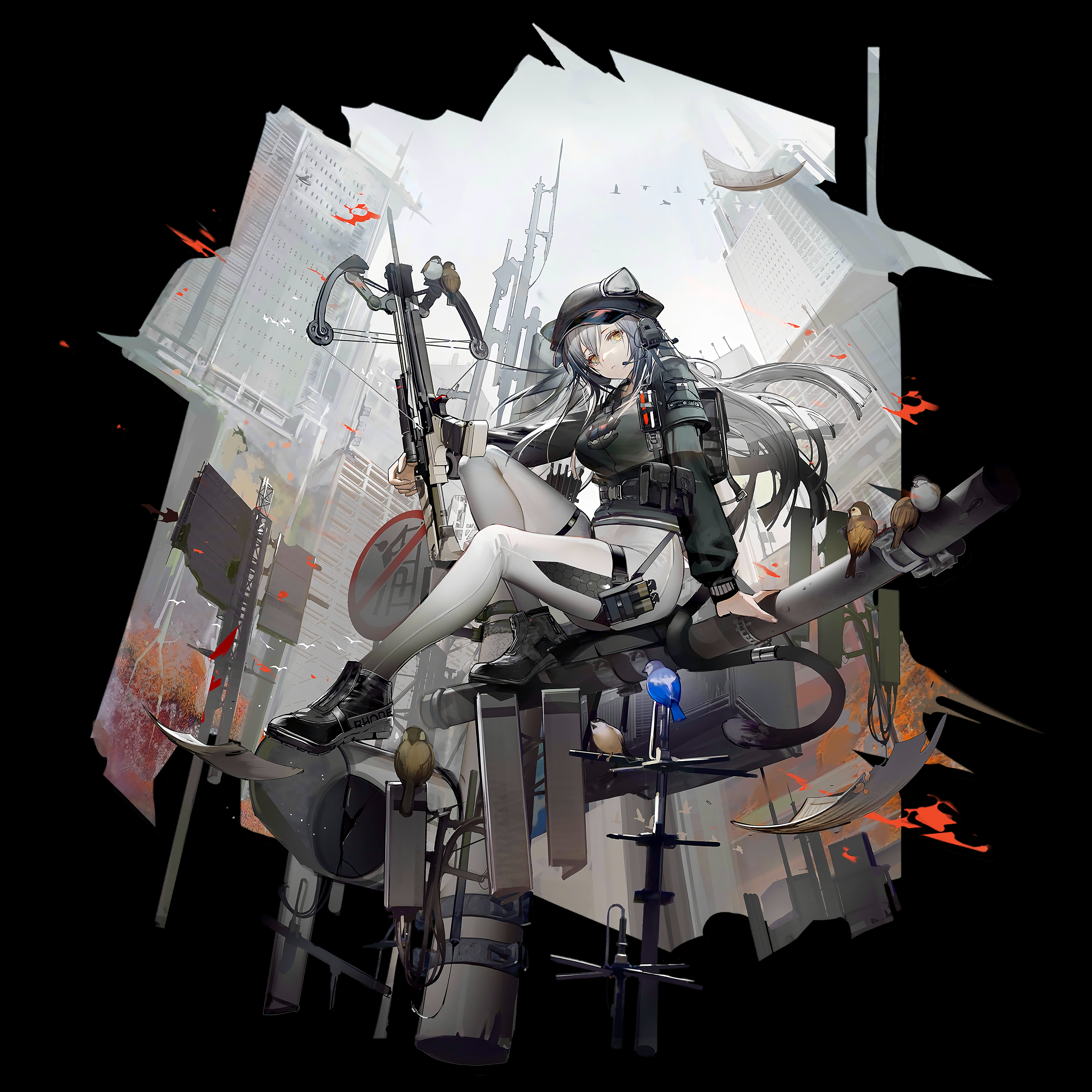 黑-天际线皮肤立绘&全剧情cg  明日方舟  源石尘行动彩六联