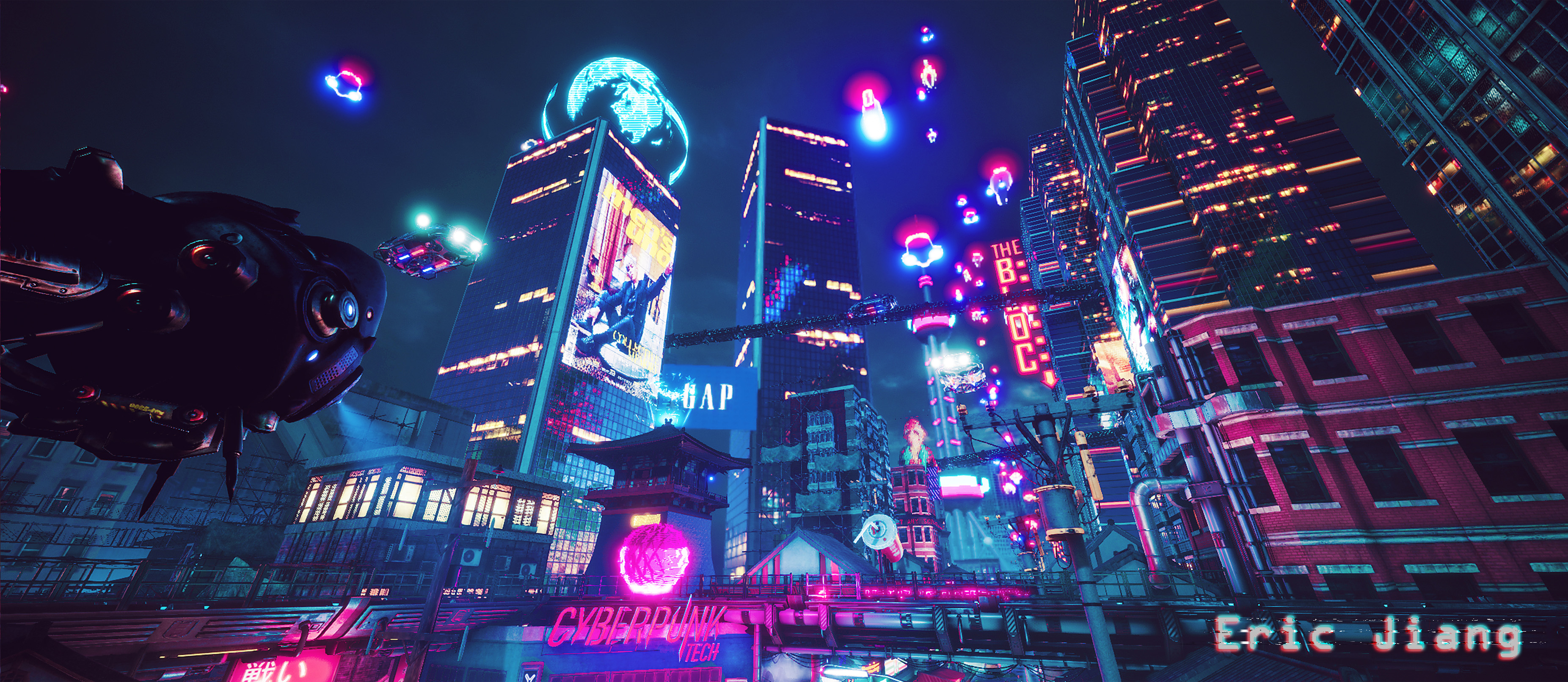 我对截图进行了后期处理.修改了下色调.让它看起来更赛博!