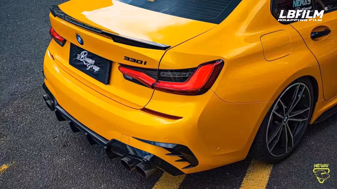 宝马3系lb改色膜超亮金属枫叶黄,热情奔放 - 哔哩哔哩