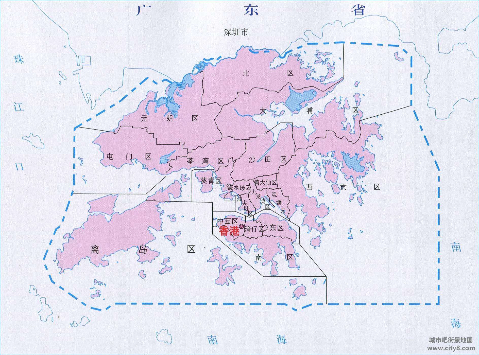 香港邻近地区地图高清版 - 香港地图 - 地理教师网