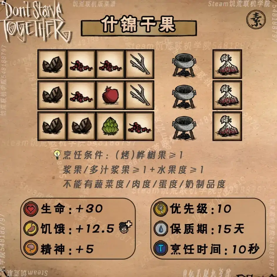 饥荒单机版食谱整理