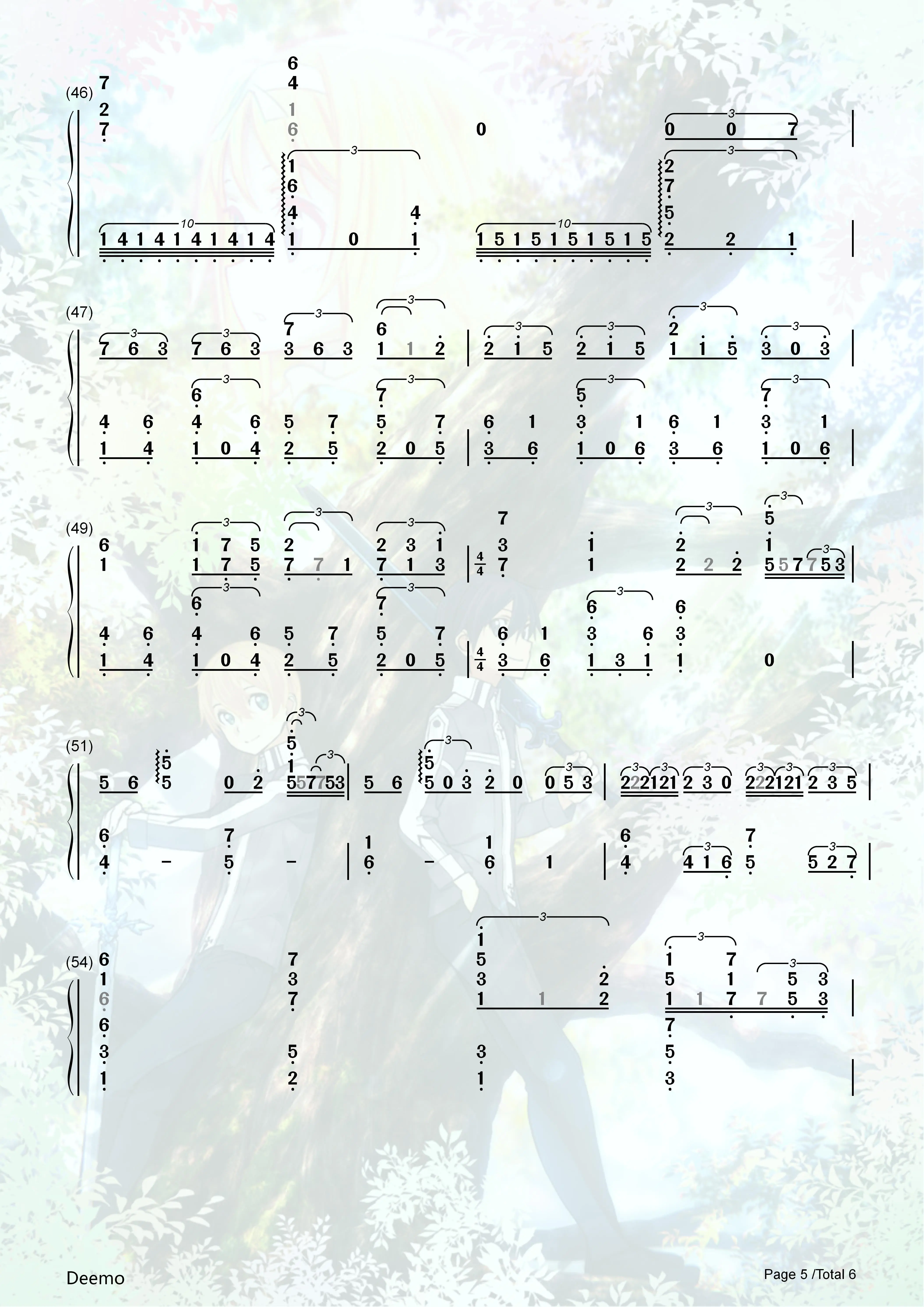 《unlasting》风物之诗琴 简谱/键盘谱
