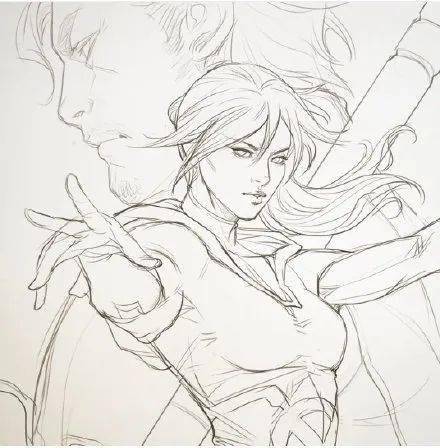 绘画素材|超帅气的女生动漫人物形象线稿素材