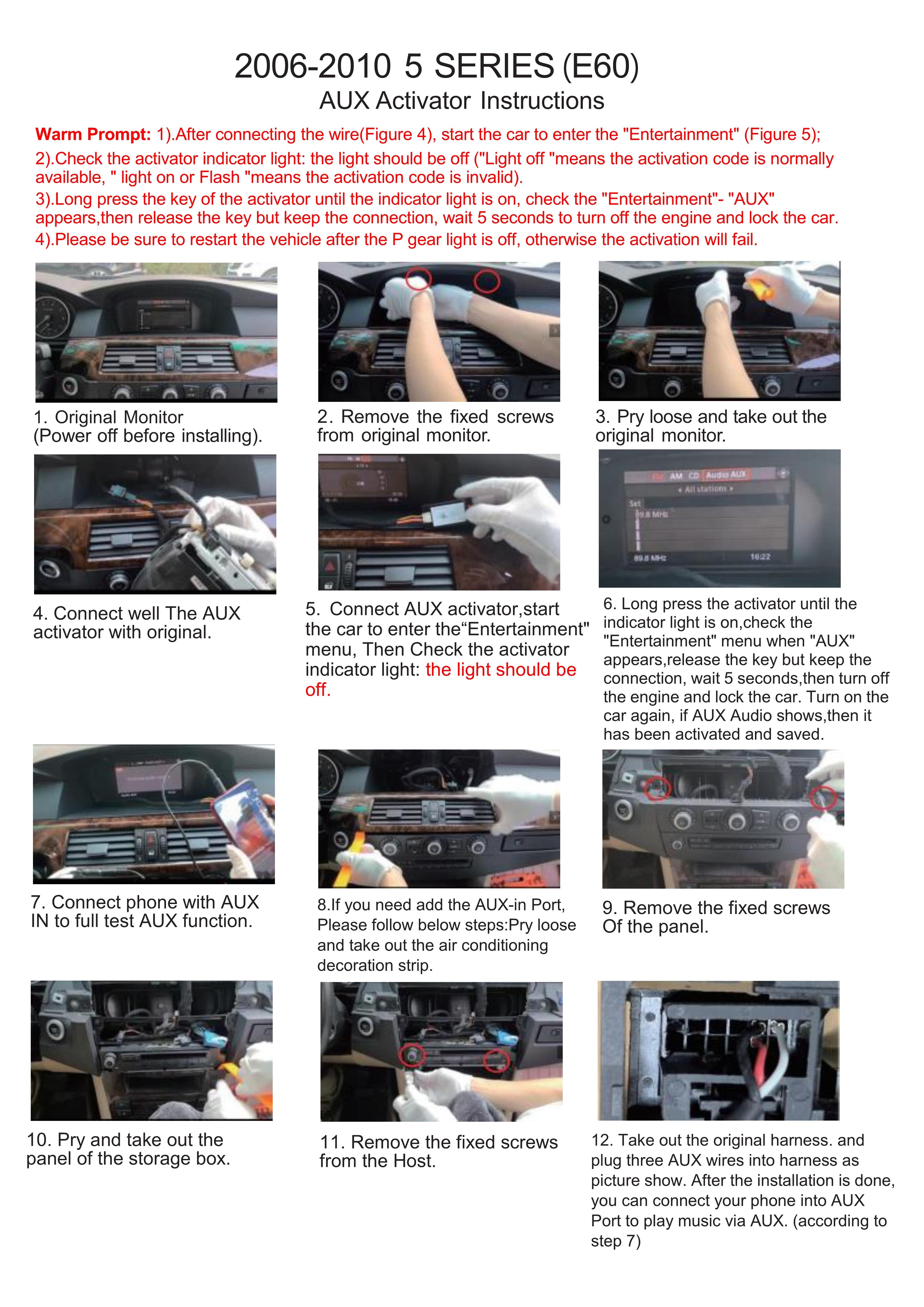 2006-2010 5 SERIES (E60) AUX Activator Instruction 宝马E60 aux激活步骤 - 哔哩哔哩