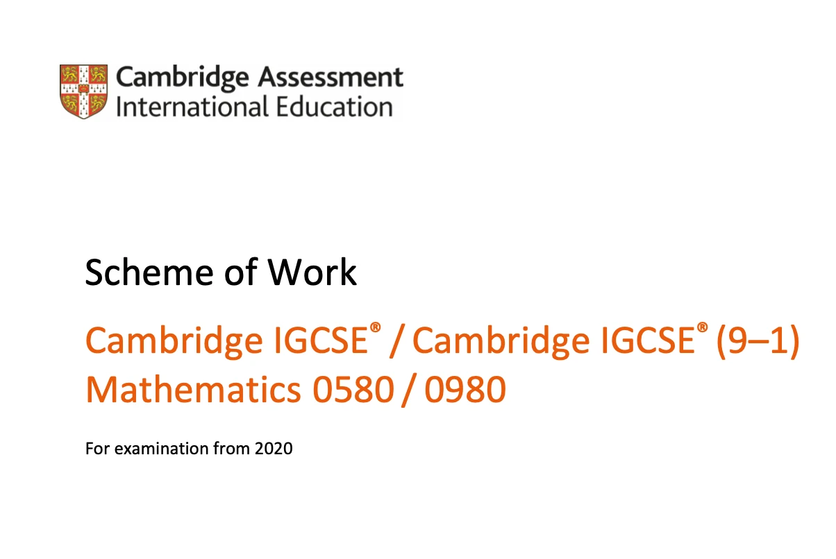 Cambridge igcse maths 0580 scheme of work 