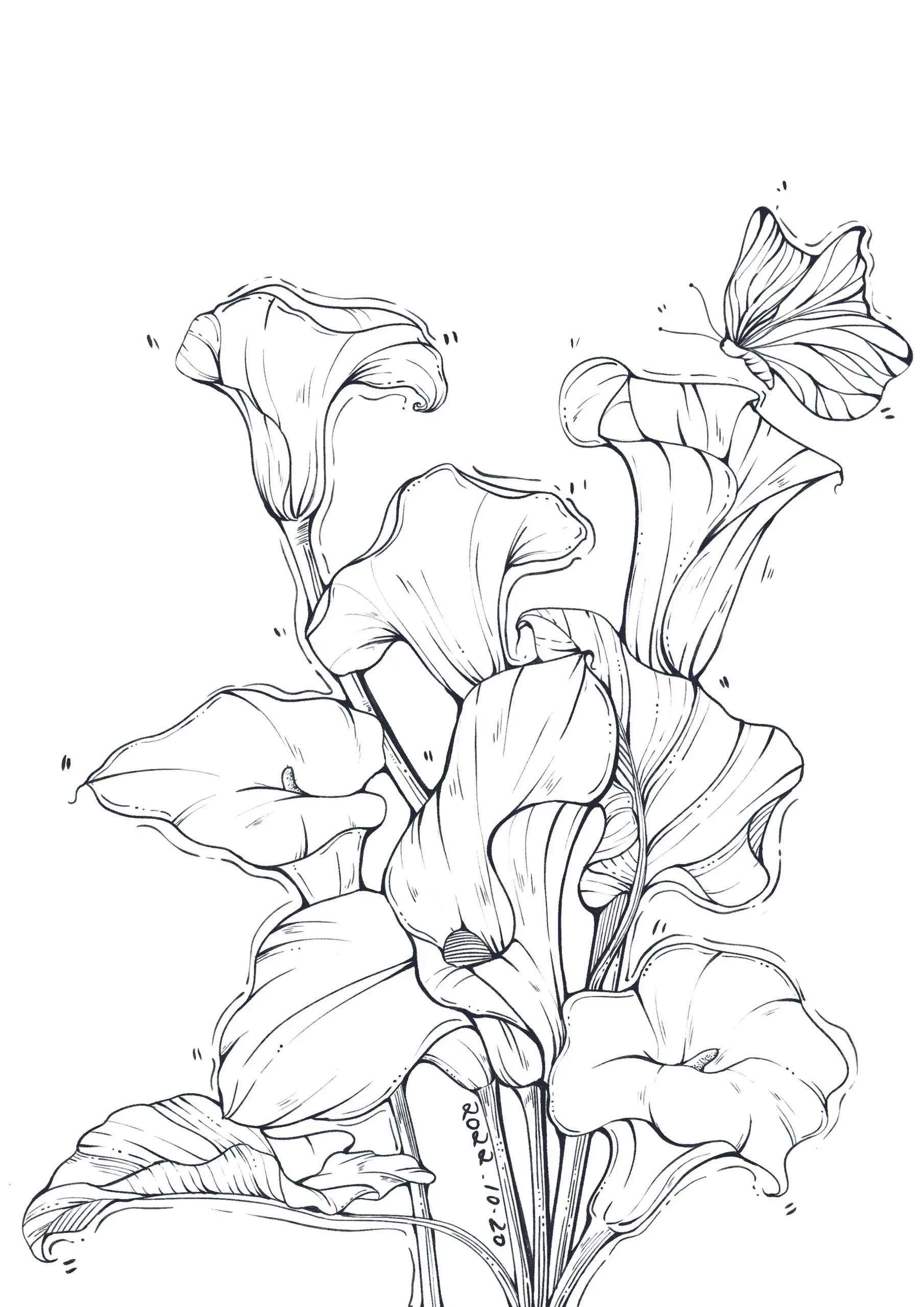 九宫格花卉插画线稿合集