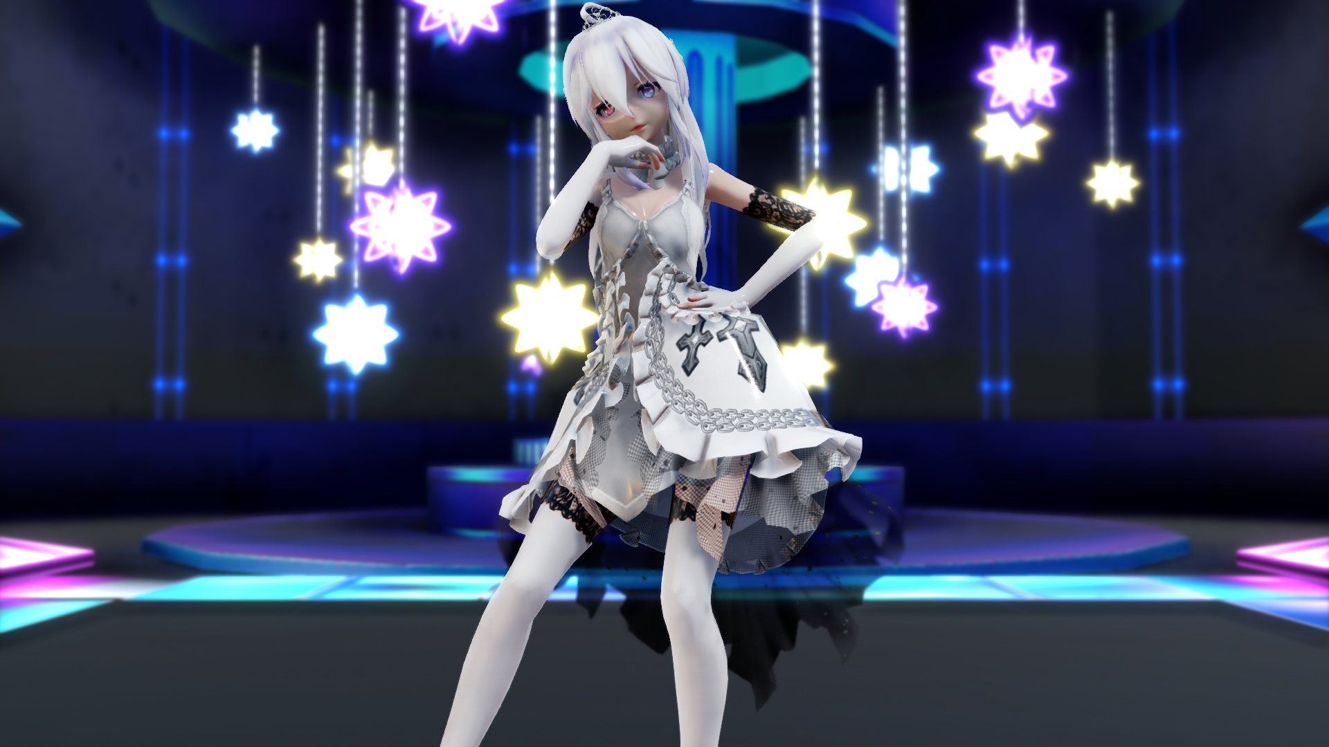 mmd弱音红蓝双瞳的haku白天使礼服美滋滋有一种臣服的冲动