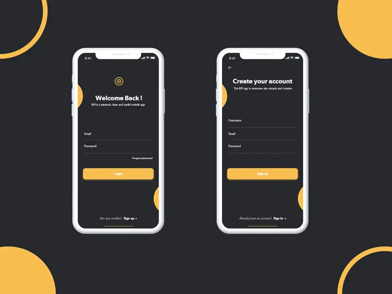 手机应用注册登录页面设计