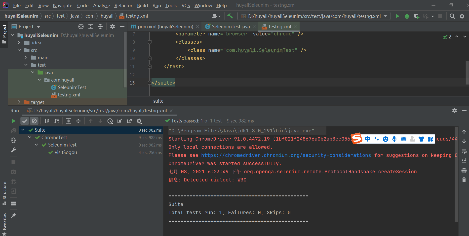 Testng+seleunim+chromdriver搭建简易自动化测试框架。 哔哩哔哩