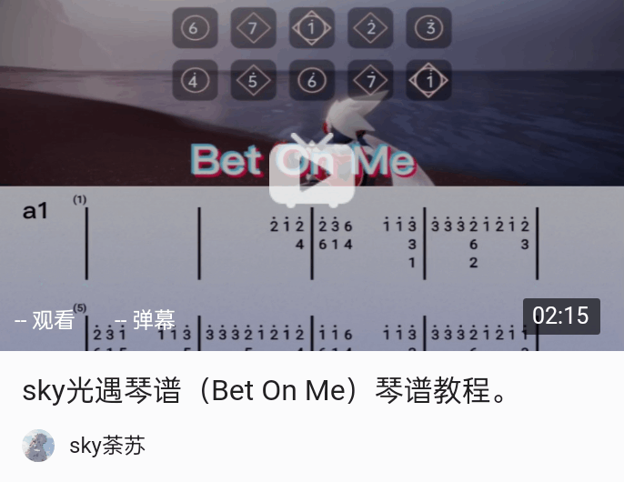 光遇琴谱（bet On Me） 哔哩哔哩 5732