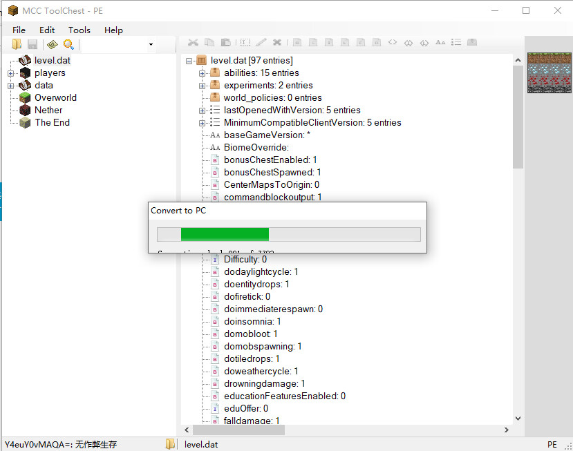 基岩版最强修改器，还能够将Java世界和基岩世界互相转换MCC Tool Chest PEの使用教程 哔哩哔哩
