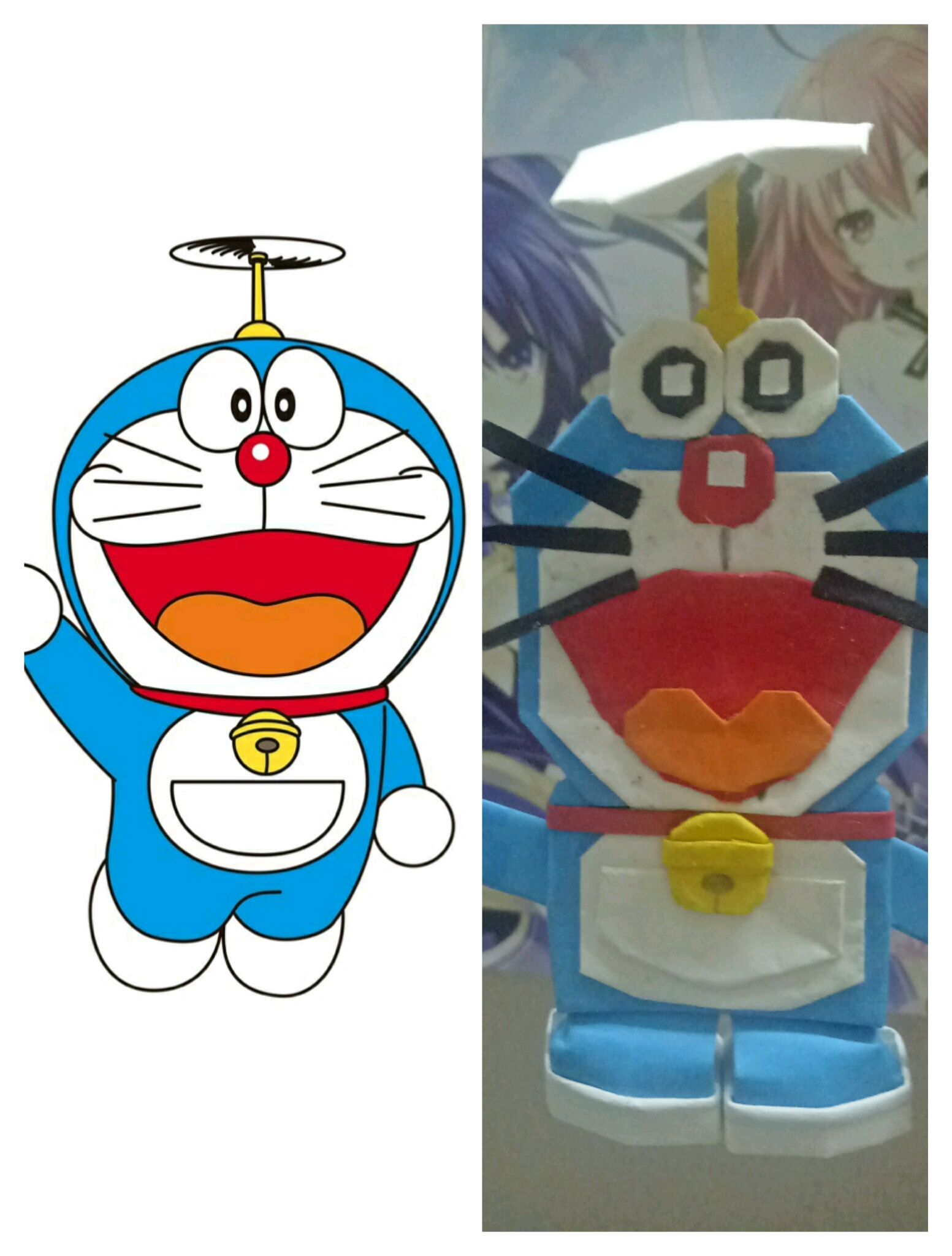 兴趣 手工 【折纸diy】哆啦a梦原图对比