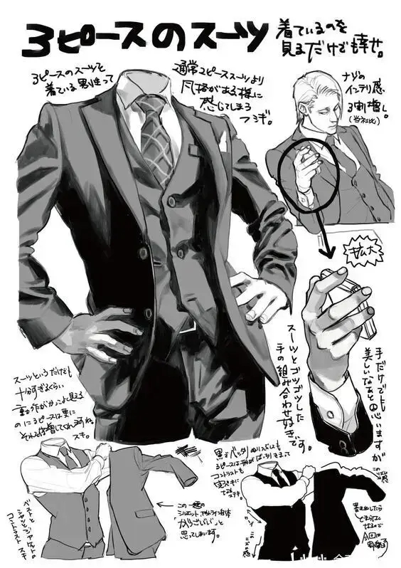 【绘画素材】羞涩! ! !不对劲且很上头的男生西装素材!