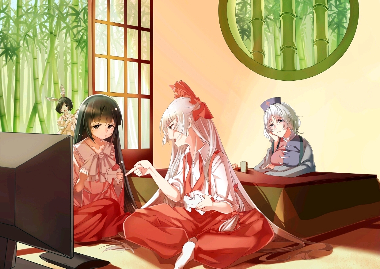 东方永夜抄〗蓬莱山辉夜(永远と须臾の罪人)的同人插画作品