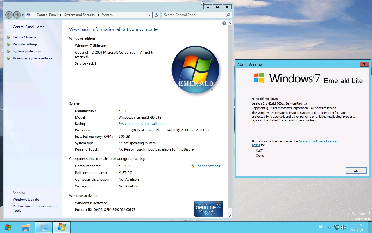 【Qemu】Windows 7 Emerald Lite x86 哔哩哔哩